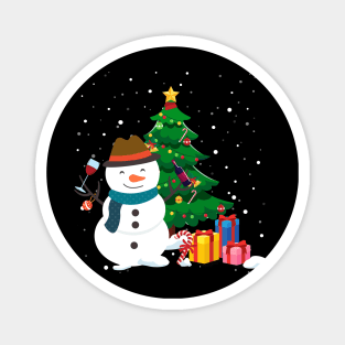 Funny Snowman Drinking Wine Christmas Tree Magnet